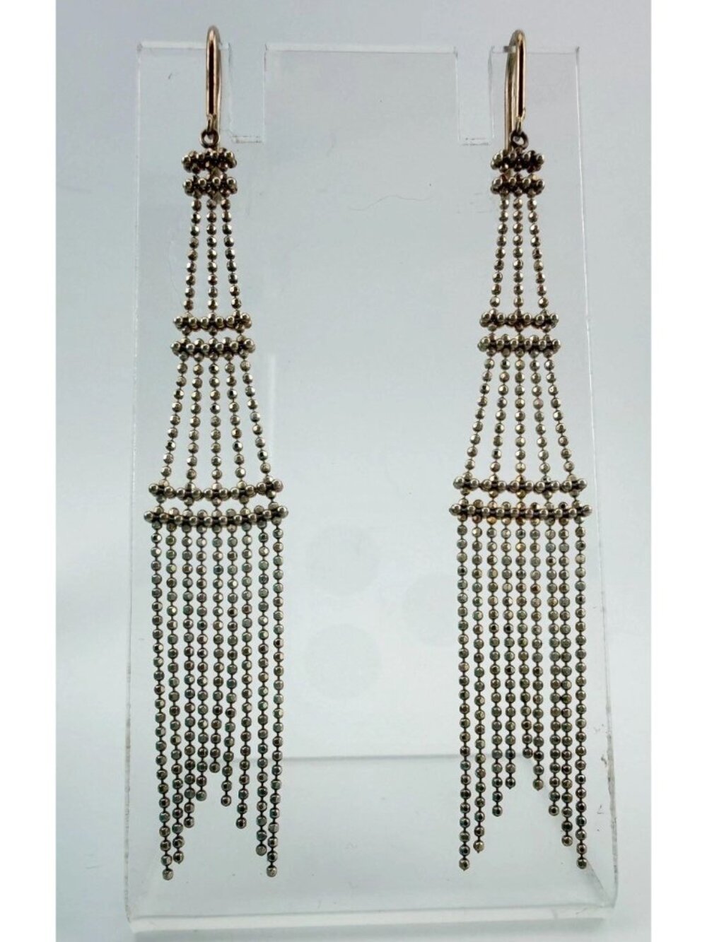 Tiffany & Co. Fringe Tower Drop Earrings Sterling Silver Beaded Hook